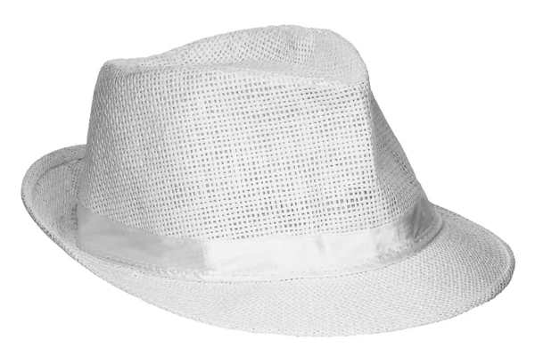 Witte rieten hoed — Stockfoto