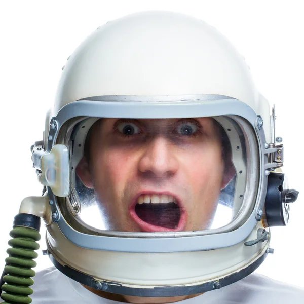 Uomo in casco spaziale vintage — Foto Stock