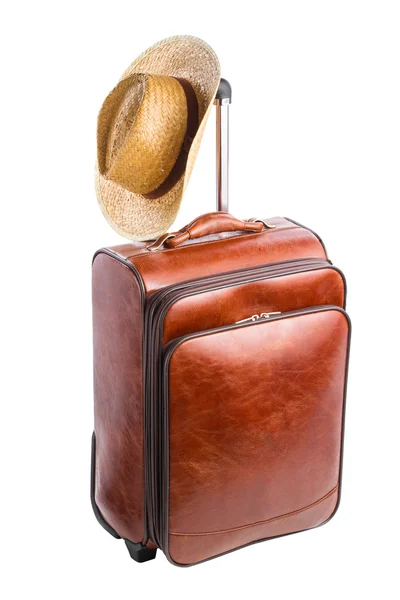 Ταξίδια βαλίτσα με καπέλο — Φωτογραφία Αρχείου