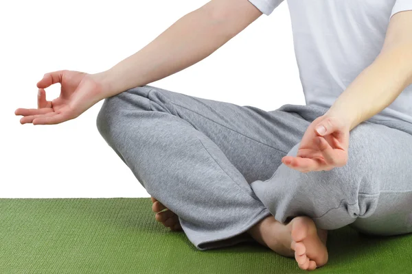 Meditazione yoga posa. Giovane uomo che pratica yoga — Foto Stock