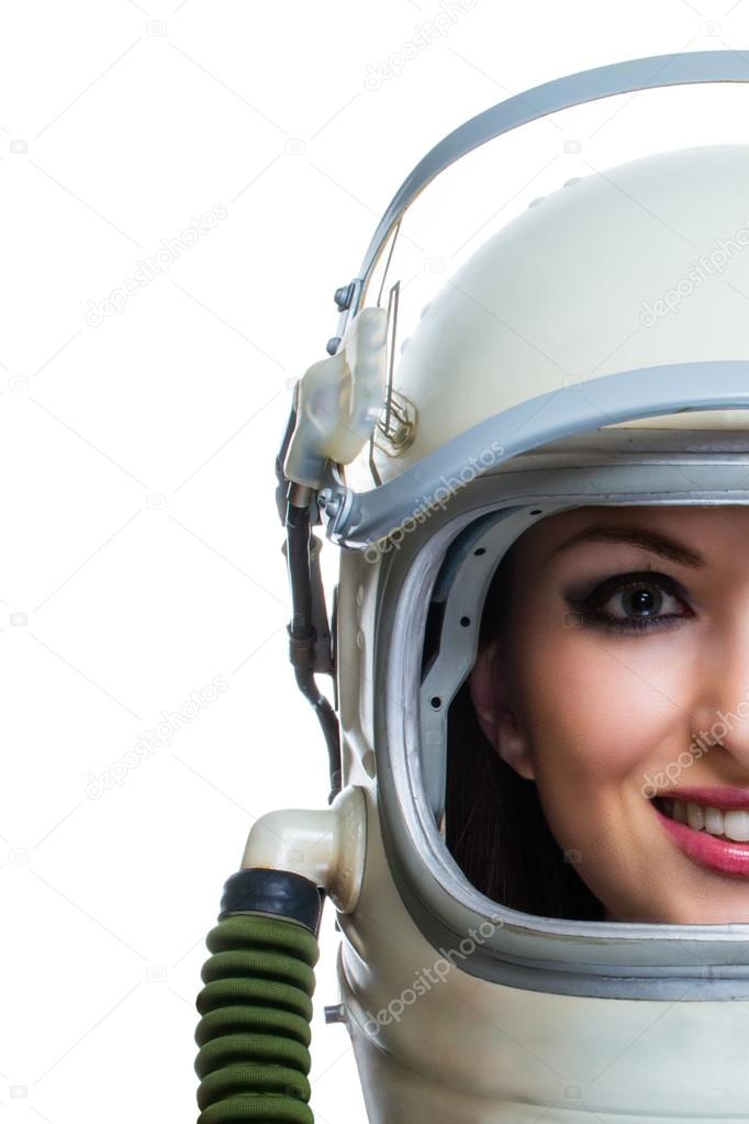 Woman in space helmet