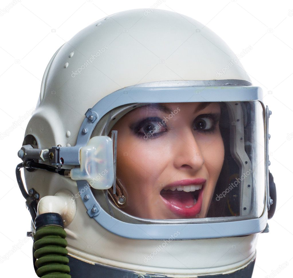 Woman in space helmet