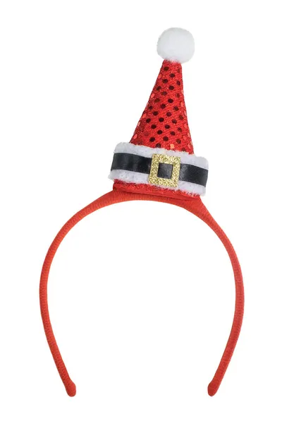 Cabeça de Natal com chapéu de Papai Noel isolado no fundo branco — Fotografia de Stock