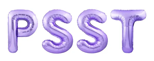 Conceito de letras fofocas PSST feito de balões infláveis isolados no fundo branco — Fotografia de Stock
