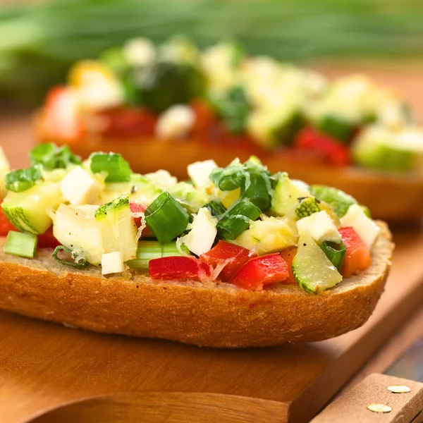 Baked Vegetarian Open Sandwich — Stock Photo, Image