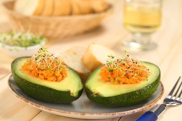 Avocado with Grated Carrot and Sprouts — Stock Photo, Image