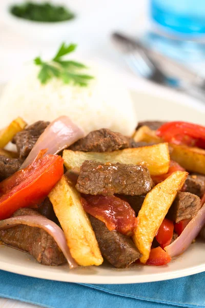 Peruvian Dish Called Lomo Saltado — Stock Photo, Image