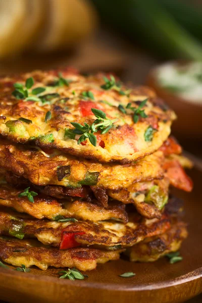 Zucchini and Bell Pepper Fritter Stock Photo