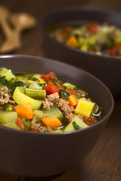 Sopa de legumes com Mincemeat — Fotografia de Stock