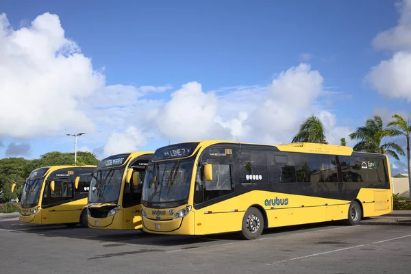 Oranjestad Aruba December 2020 Bus Terminal Arubus Public Transportation Company — Stock Photo, Image