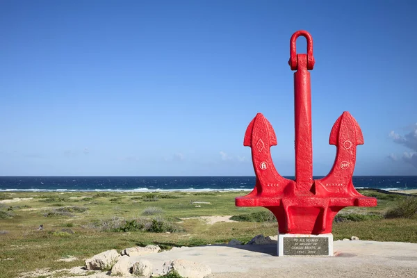 San Nicolas Aruba December 2020 Red Anchor Historical Landmark Memory — стокове фото