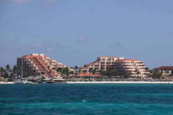 Palm Beach Aruba Oktober 2021 Uitzicht Vanaf Zee Van Het — Stockfoto