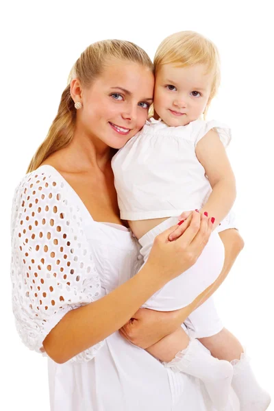 그녀의 귀여운 딸과 함께 예쁜 어머니 — 스톡 사진