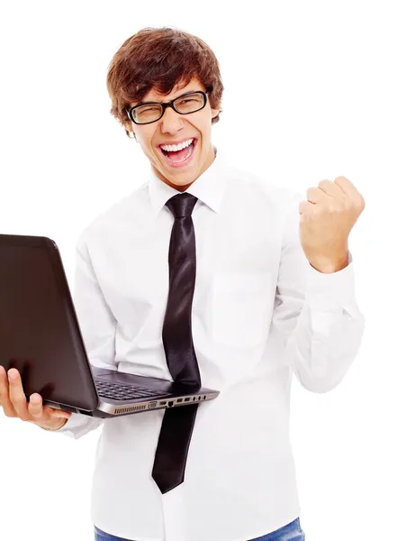 Joven feliz con cuaderno —  Fotos de Stock