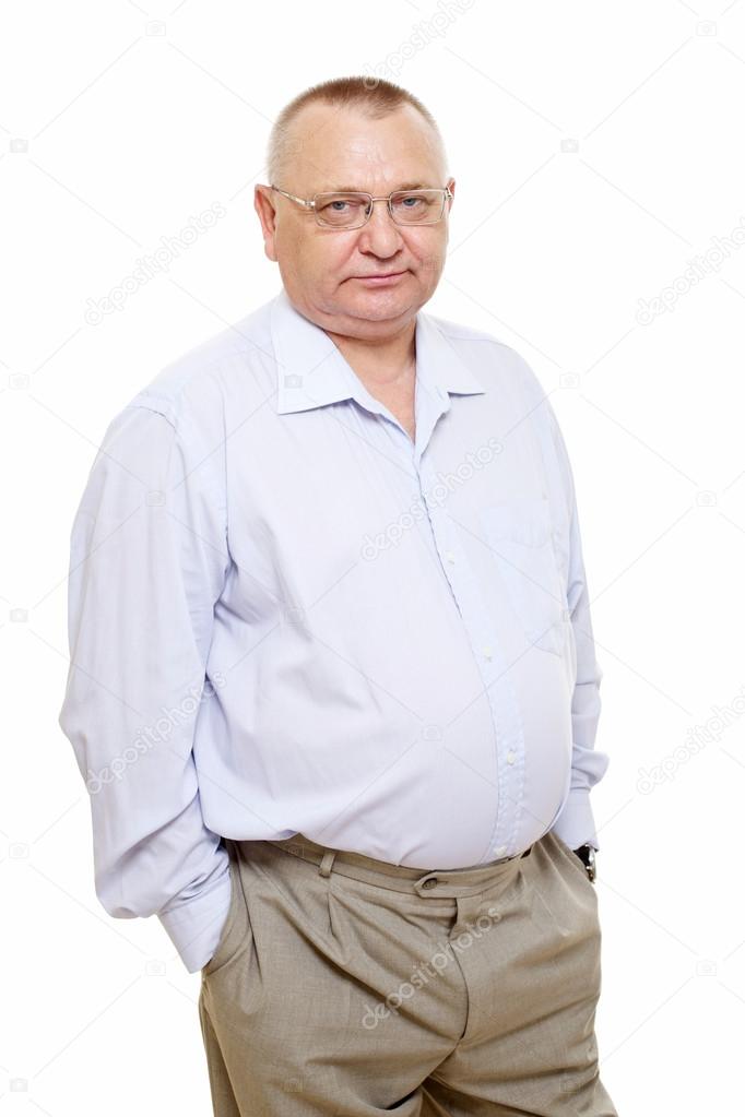 Serious middle aged businessman in glasses