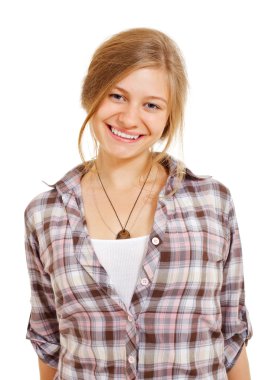 Pretty smiling girl in shirt clipart