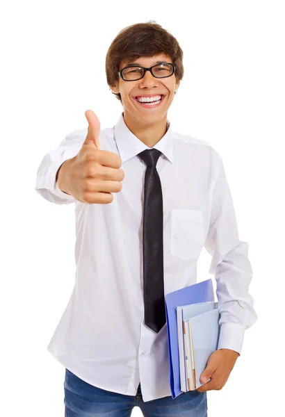 Estudiante feliz mostrando OK —  Fotos de Stock