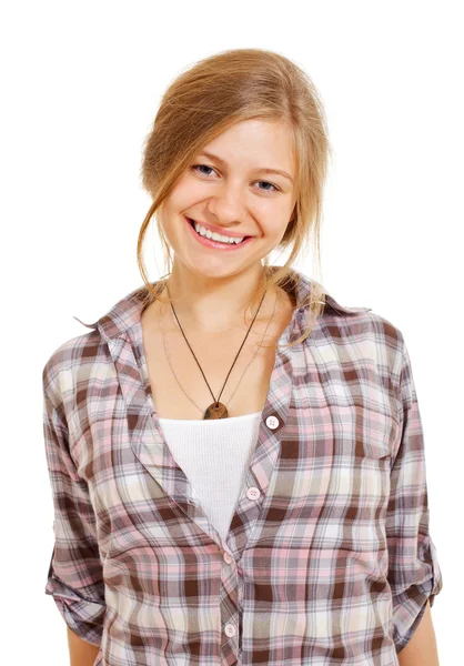 Menina muito sorridente na camisa — Fotografia de Stock