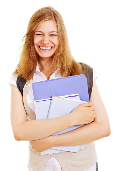 Emotionele student met boeken — Stockfoto