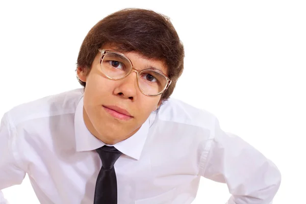 Młody człowiek w okularach Degenerat — Zdjęcie stockowe