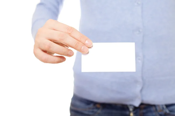Empty business card in hand — Stock Photo, Image