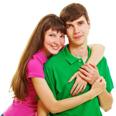 Genç casual çift hugs