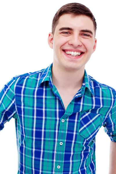 Młody człowiek uśmiechający się zbliżenie — Zdjęcie stockowe