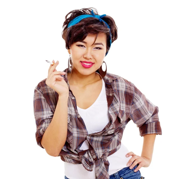 Difficult asian teenage daughter — Stock Photo, Image