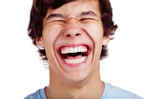 Closeup šťastný dospívající smích — Stock fotografie