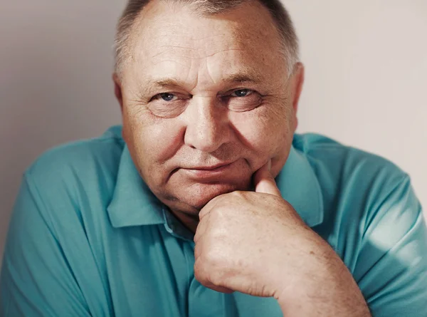 Senior man closeup over white — Stock Photo, Image