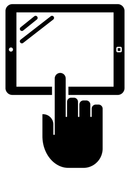 Tablet with hand icon — Stock Vector