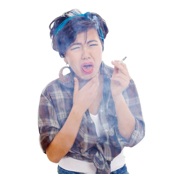 Cough of teenage smoker — Stock Photo, Image