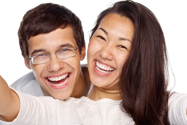 Couple taking selfie closeup — Stock Photo, Image