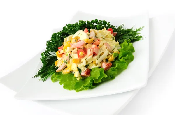 A salad of corn and Chinese cabbage — Stock Photo, Image