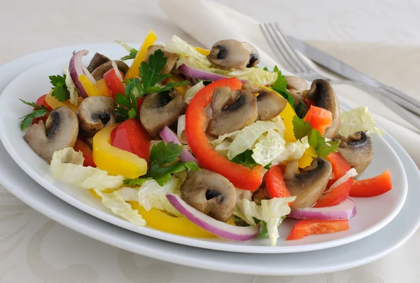 Vegetable salad with mushrooms — Stock Photo, Image