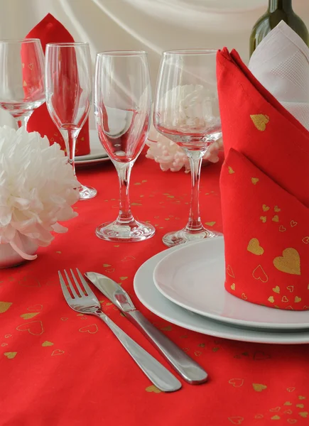 Red and white style tableware — Stock Photo, Image