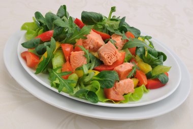 sebze salatası somon ile