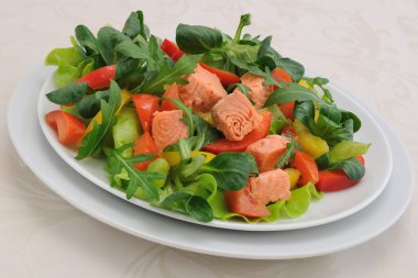 Vegetable salad with salmon clipart