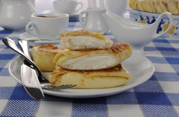 Pancakes with cottage cheese — Stock Photo, Image