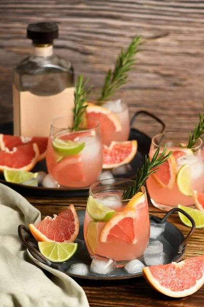 Verse Limoen Rozemarijn Combinatie Met Vers Grapefruitsap Tequila Zijn Perfecte — Stockfoto