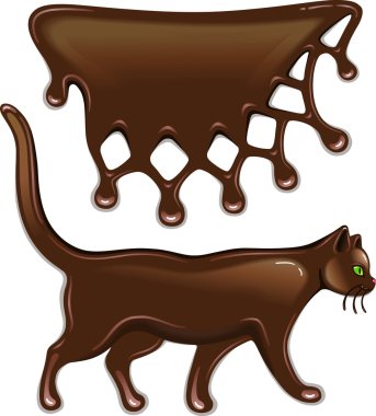 Çikolatalı bir dekor ve kedi