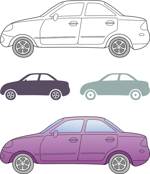Samochód osobowy (widok z boku stały, przedstawione) — Wektor stockowy