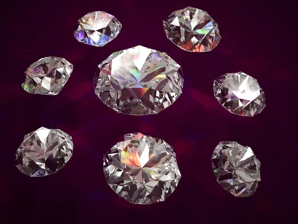 Set of eight diamonds on vinous background — Stock Photo, Image