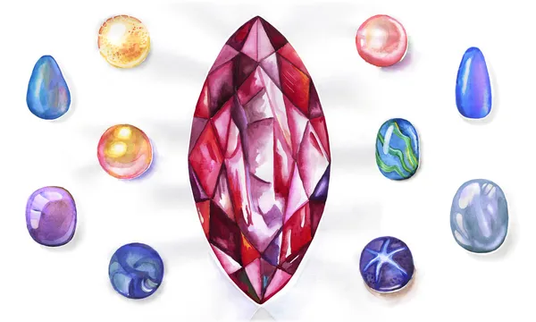 Watercolor gems set — Stock Photo, Image