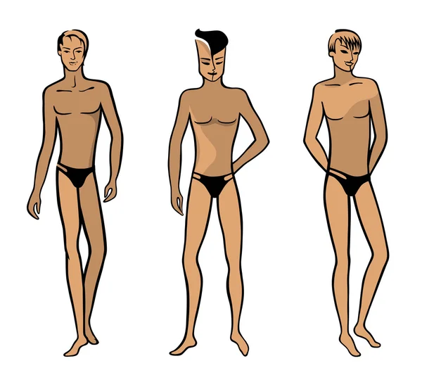 Vista frontal de longitud completa de un hombre desnudo de pie — Archivo Imágenes Vectoriales