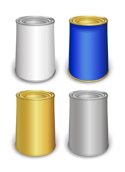 Template tin colored cans — Stock Vector
