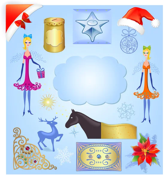Ensemble d'illustrations éléments de Noël — Image vectorielle