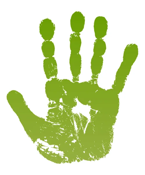 Παλιά άνθρωπος πράσινο χέρι εκτύπωσης — Διανυσματικό Αρχείο