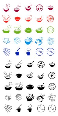 Fast food cooking process icons clipart