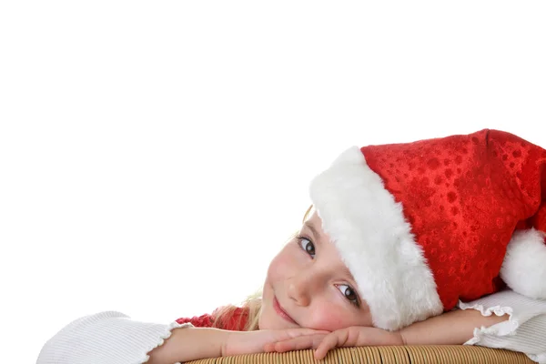 Girl in santa cap — Stock Photo, Image